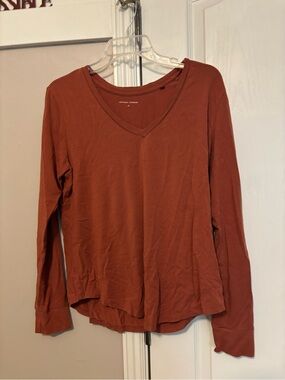 Universal Standard Rust V-Neck Long Sleeve Tee